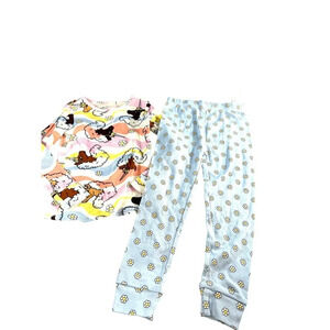 Afro Unicorn Toddler Girls Pajamas 2 PC Set Blue Multi Unicorns Size 4 NWT